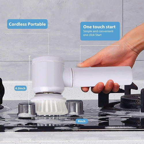 5-in-1 Electric Spin Scrubber | Multi-Functional Cleaning Brush for Bathroom, Kitchen & Floors